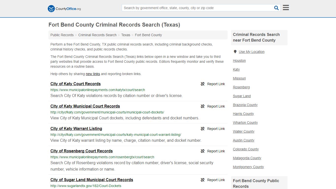 Fort Bend County Criminal Records Search (Texas) - County Office